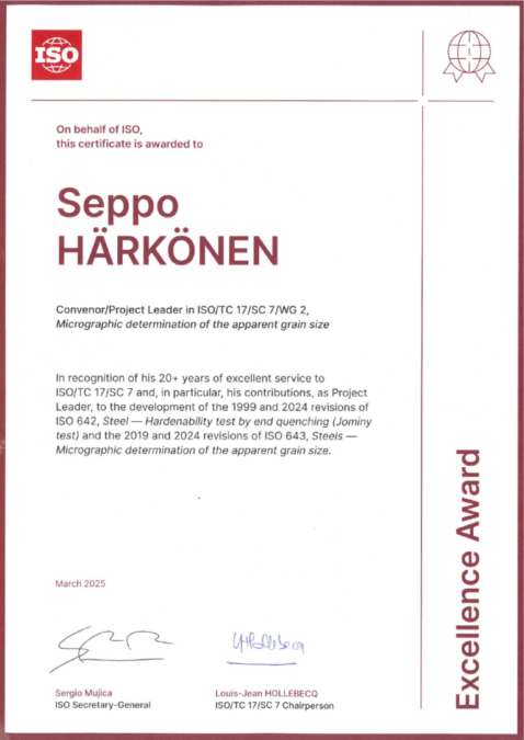ISO Excellence Award